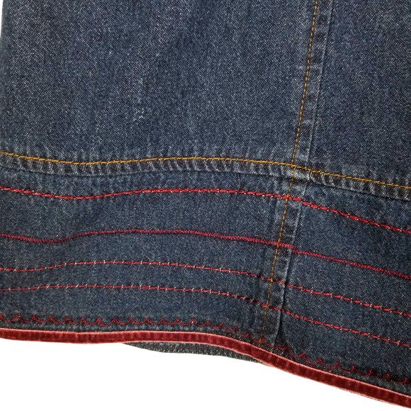 Basic Editions Women's Denim Maxi Skirt Embroidered Flowers Dark Wash Size 12 - Picture 12 of 16